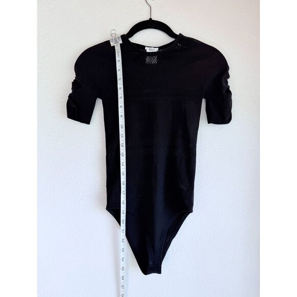 NWT Wolford Net Lines Body Laser-Cut Short Sleeve Bodysuit in Black Size XS - Picture 12 of 14